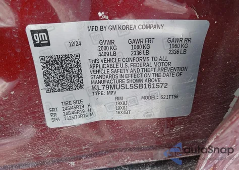 2025 Chevrolet Trailblazer Awd Rs z USA, uszkodzony, nr VIN KL79MUSL5SB161572